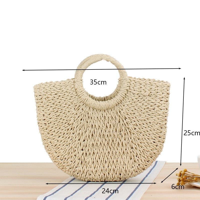 Bolsa de Palha Redonda Feita à Mão. - Lindas & Cia Shop