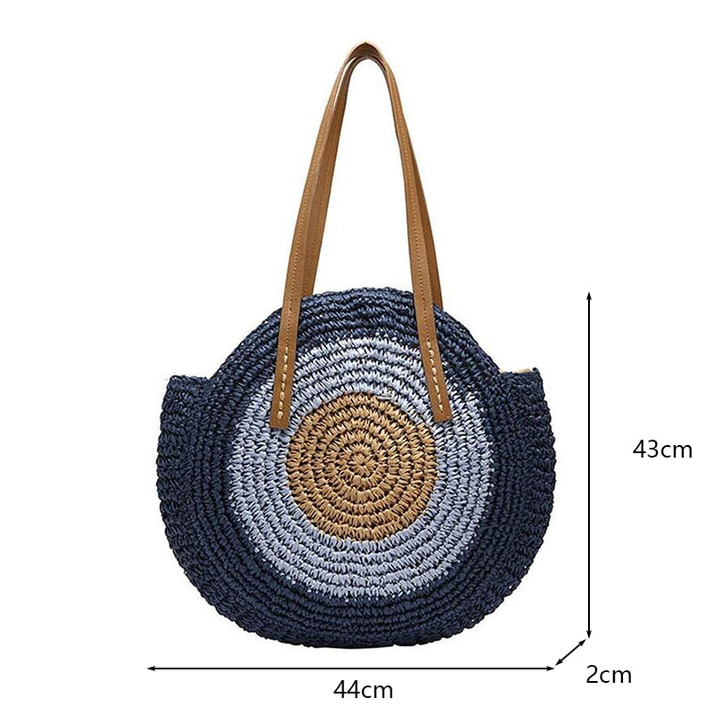 Bolsa de Palha Redonda Feita à Mão. - Lindas & Cia Shop
