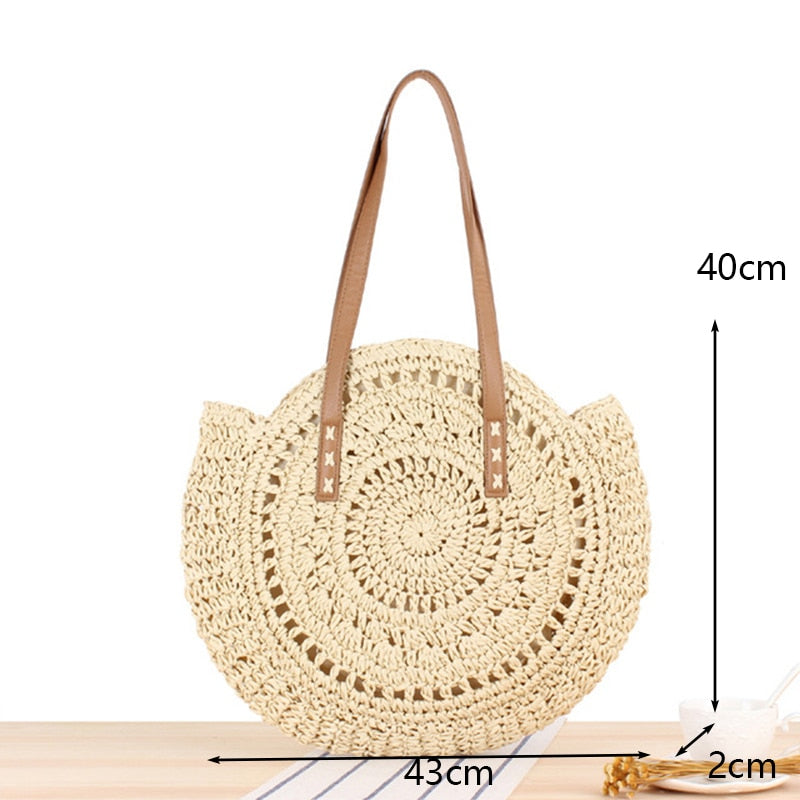 Bolsa de Palha Redonda Feita à Mão. - Lindas & Cia Shop
