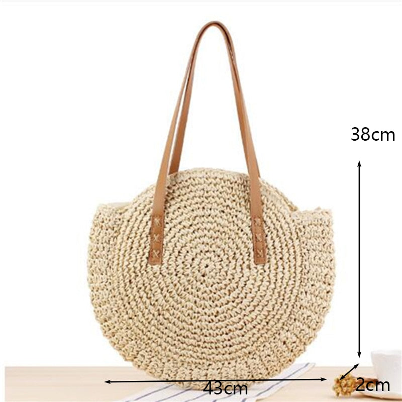 Bolsa de Palha Redonda Feita à Mão. - Lindas & Cia Shop