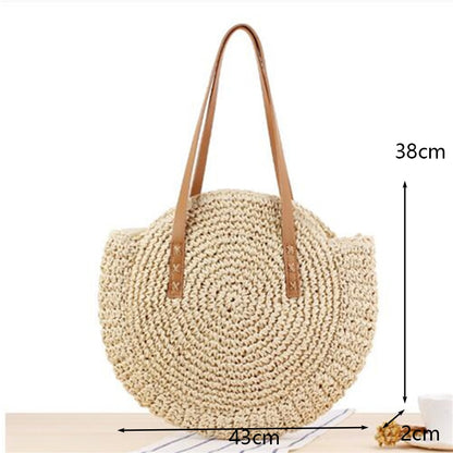 Bolsa de Palha Redonda Feita à Mão. - Lindas & Cia Shop