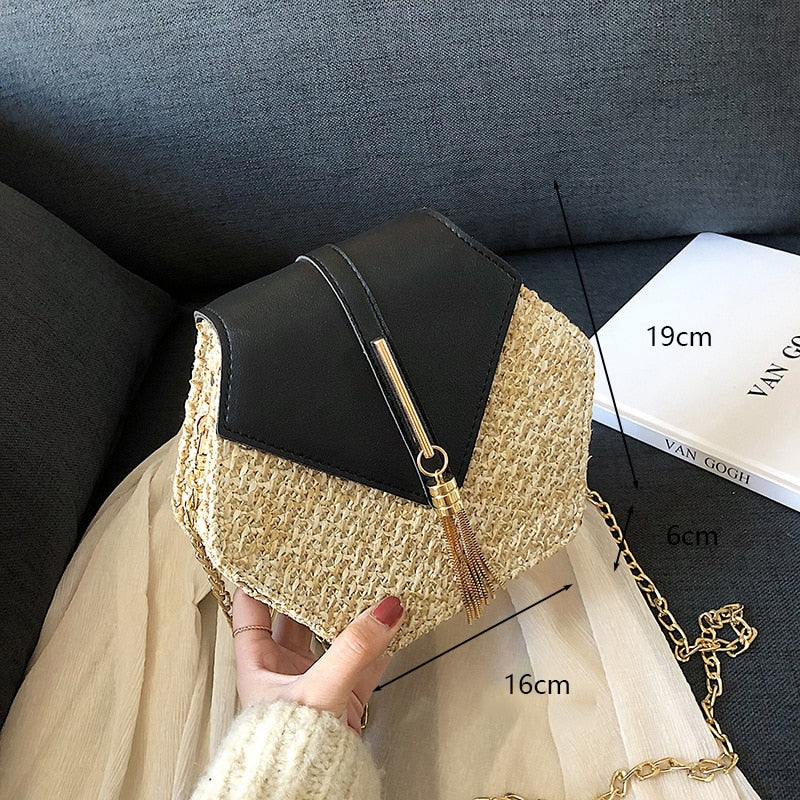 Bolsa de Palha Redonda Feita à Mão. - Lindas & Cia Shop