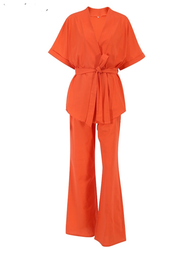 Conjunto de Blusa e Calça Larga. - Lindas & Cia Shop