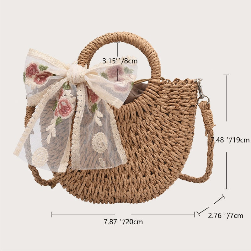 Bolsa de Palha Redonda Feita à Mão. - Lindas & Cia Shop