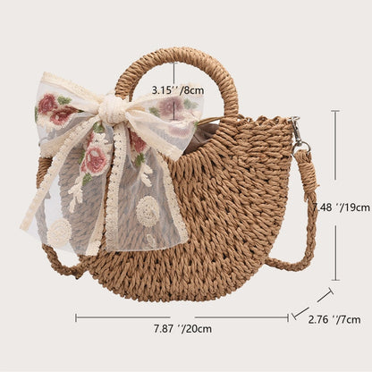 Bolsa de Palha Redonda Feita à Mão. - Lindas & Cia Shop
