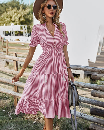Vestido Feminino Casual Listrado - Lindas & Cia Shop