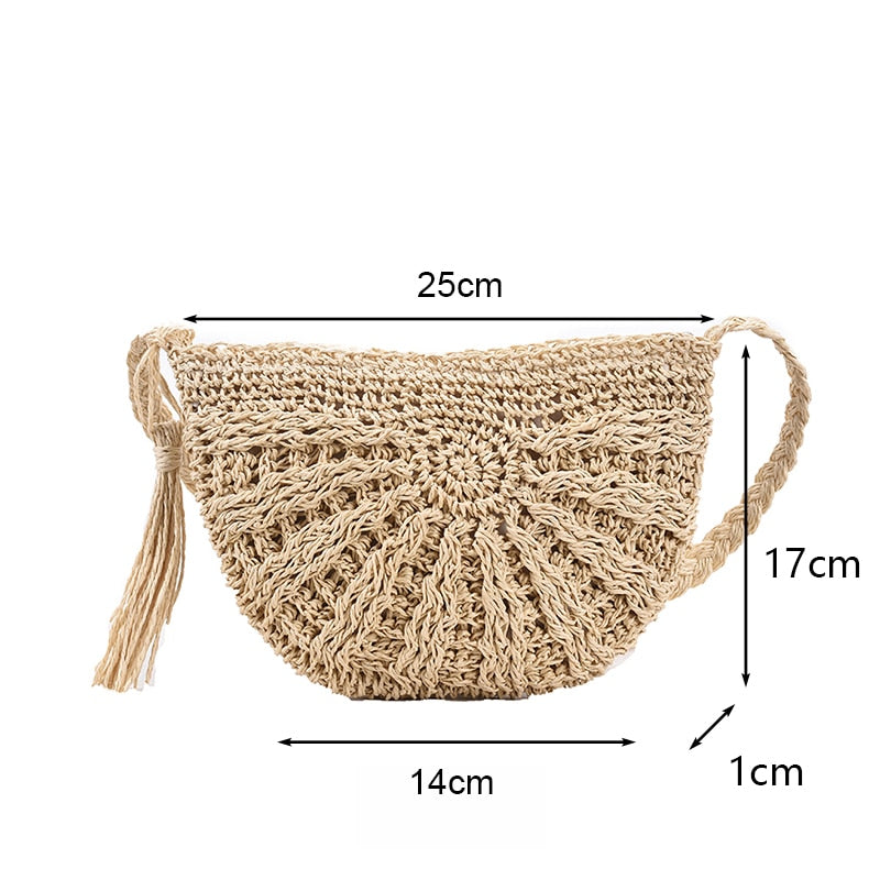 Bolsa de Palha Redonda Feita à Mão. - Lindas & Cia Shop