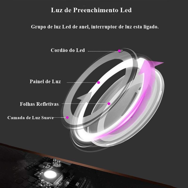 Espelho de Aumento com Luz Led Articulado. - Lindas & Cia Shop